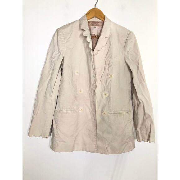 Rebecca Taylor Scallop Blazer Jacket Double-Breasted Front Vanilla Cream 6 - Picture 3 of 13